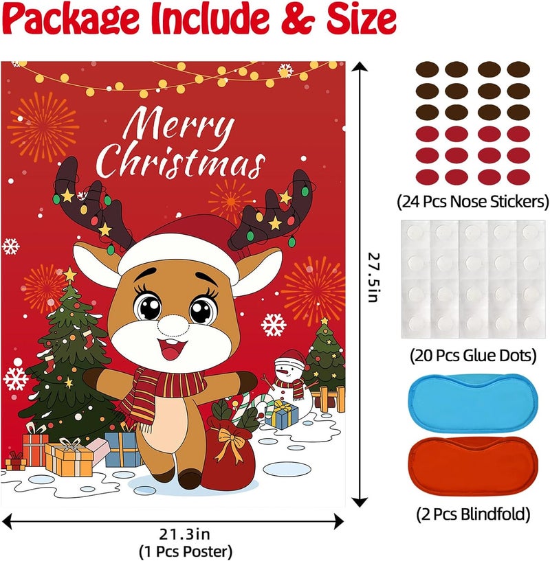 EMPOF Store Christmas Games - Pin The Nose on The Reindeer Games for Families Party, Cute Indoor Christmas Home Decor Party Decorations, Xmas Activities Presents Holiday Decor, Red - Image 2